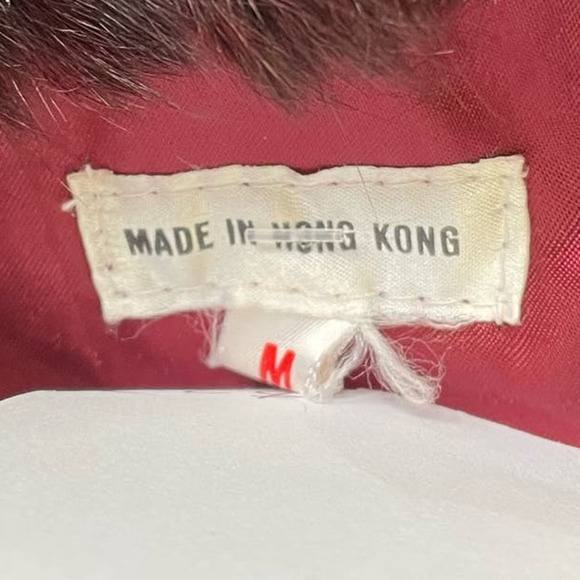 90s Y2K Burgundy Red Dyed Rabbit Fur Coat Luxury Womens M Soft Vamp Plush - Picture 8 of 9